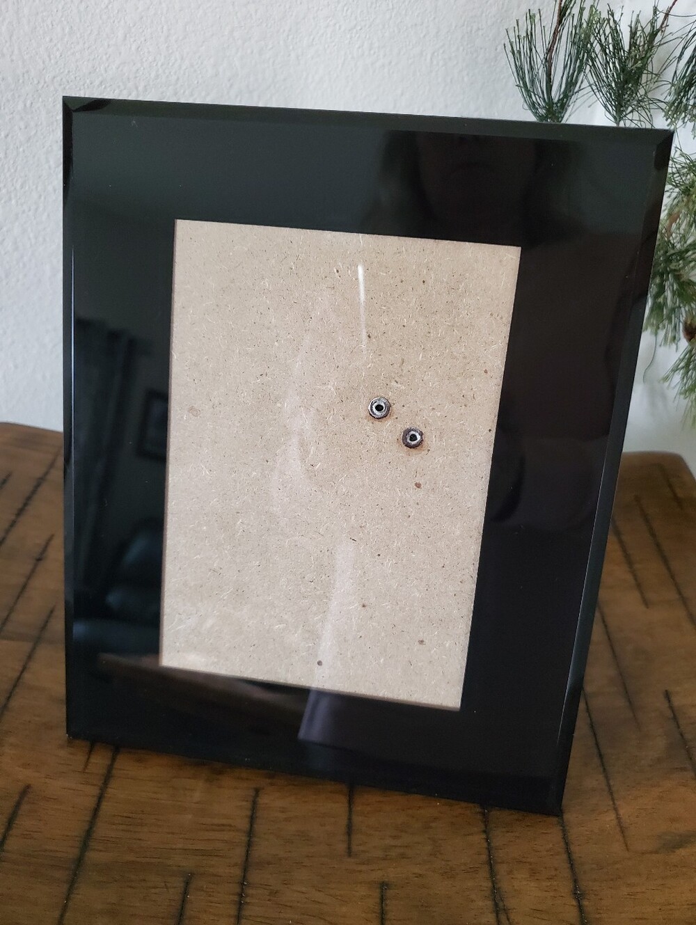 MCM Black Beveled Glass Photo Frame Velvet Backing Elegant Luxury Minimalist